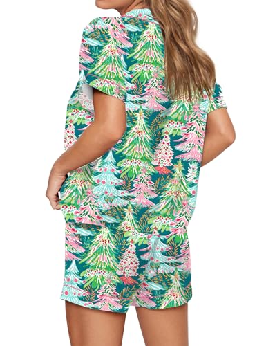 Image of SHESHOW Satin Pajamas for Women Set Preppy Animals Pjs Short Sleeve Shorts 2 Piece Loungewear Sets XS-XXL