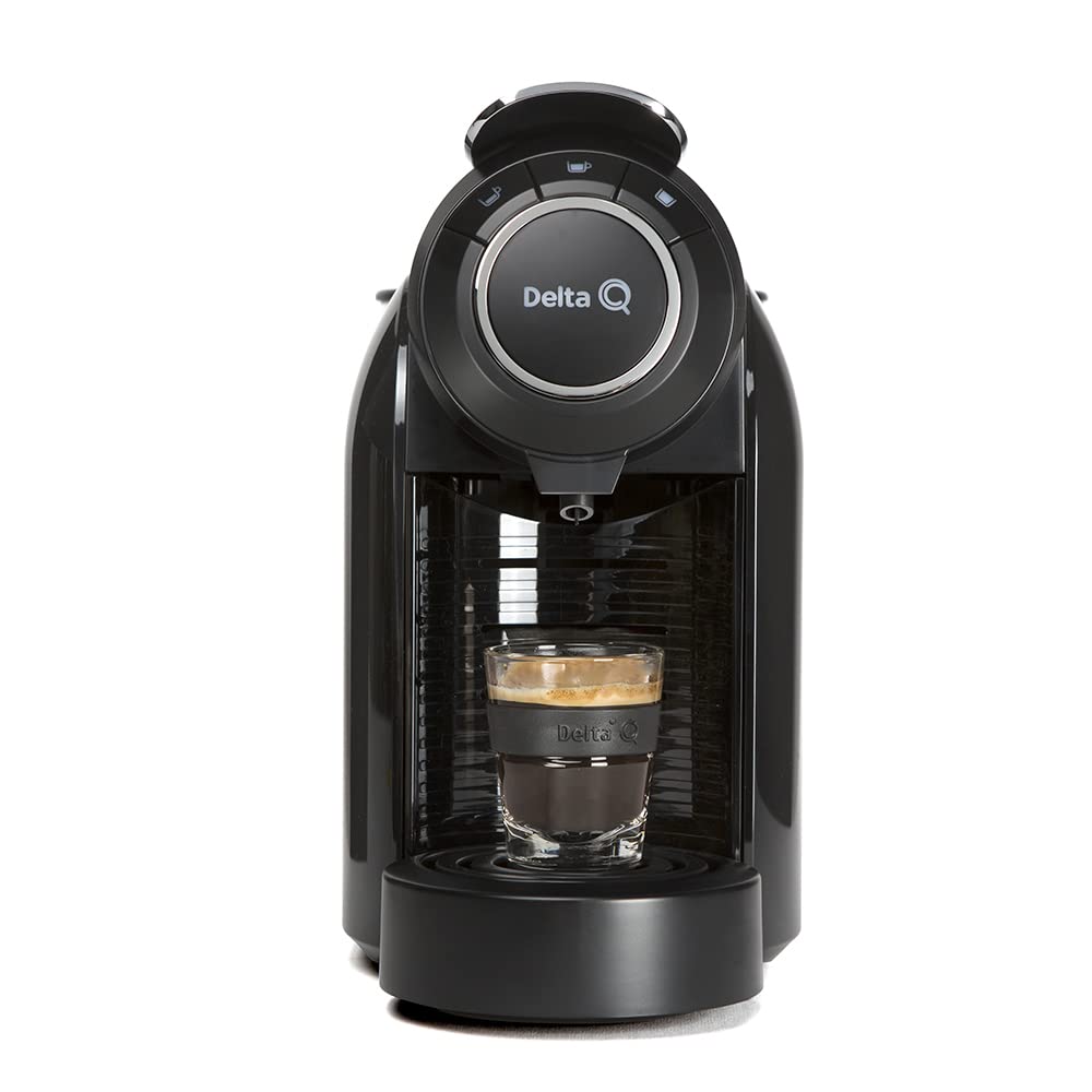 Delta Q | Cafetera Cápsulas Qool Evolution Negro 19 Bares 1 L | Incluye 2 Packs de 40 Cápsulas Café Qalidus Intensidad 10