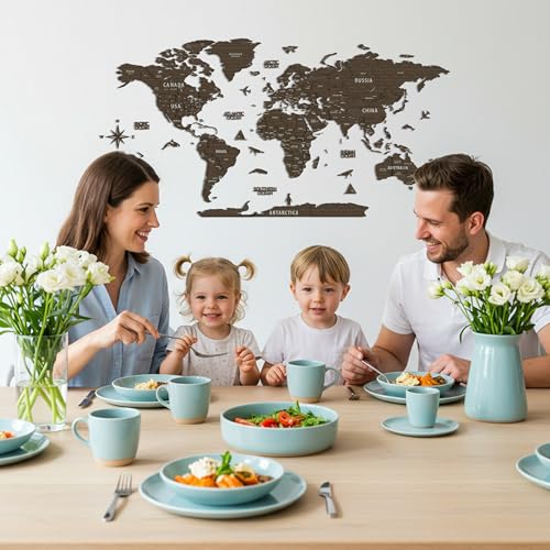 Colorfull Worlds 3D Wooden World Wall Art, Multilayered Travel Wall Art with States and Capitals, Wall Decor For The New House, Office Decor, Birthday Gift (L, Vega) - Image 2