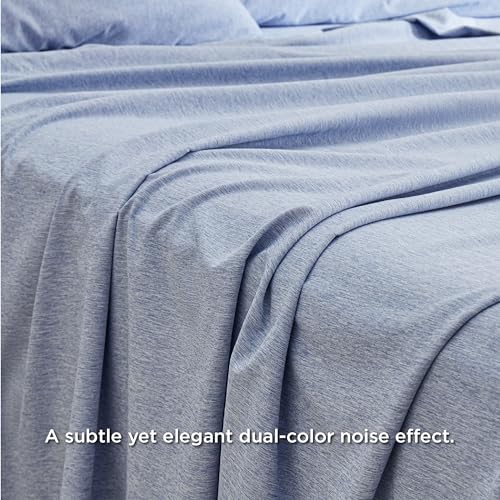 Image of Bedsure California King Sheet Sets - 4 Pieces, Soft & Cooling Cal King Sheets, Luxury Cationic Dyed, Deep Pockets & Easy-Fit, Breathable & Wrinkle Free, Blue