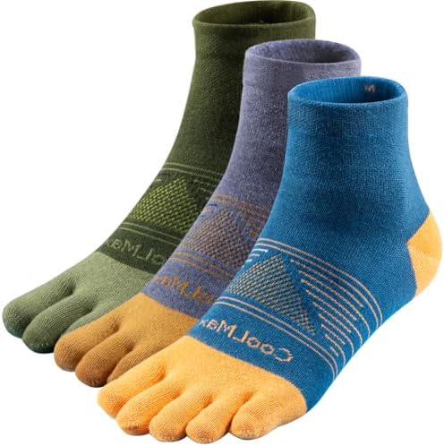 Toe Socks Cool-max Running Socks for Men Women 3 Pairs Athletic Breathable Five Finger Socks