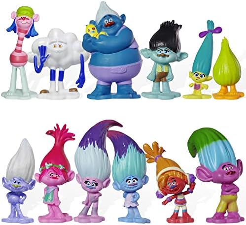 12 Pcs Mini Trolls Toys, Troll Action Figure Toys Set, Kids Birthday Party Favor, Cake Toppers, Stocking Stuffer and Game Prize Supplies