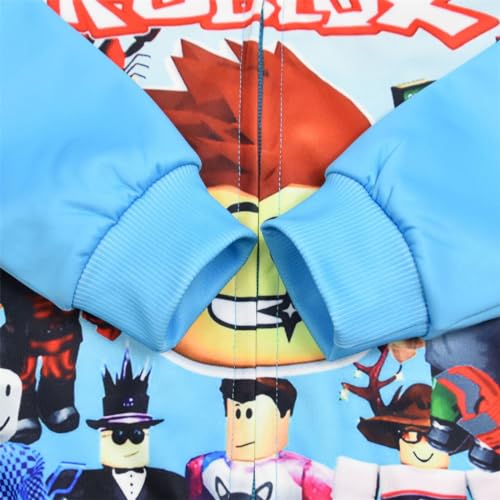 Dziecięca bluza z kapturem z grą kreskówkową dla chłopców, bluza YouTube Merch, kurtka na zamek, płaszcz, długie rękawy, dres dla dziewczynek w wieku 4-12 lat, niebieski, 7-8 Jahre