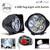 AllExtreme EXG3FWS Imported 6 LED Fog Light White Light Waterproof Mirror Mount Driving Work Lamp for Motorcycles and Cars (10W, 2 PCS, 6 Months Warranty)