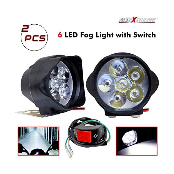 AllExtreme EXG3FWS Imported 6 LED Fog Light White Light Waterproof Mirror Mount Driving Work Lamp for Motorcycles and Cars (10W, 2 PCS, 6 Months Warranty)
