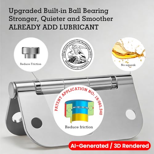 Image of 3 Pack Rounded Polished Chrome Door Hinges 3.5 Inch 5 /8 inch Radius No Squeak Ball Bearing Interior 3-1 /2 inchFlat Iron Bifold Residential Standard Bedroom Indoor for Doors 3 inch Hardware Control Home Decor