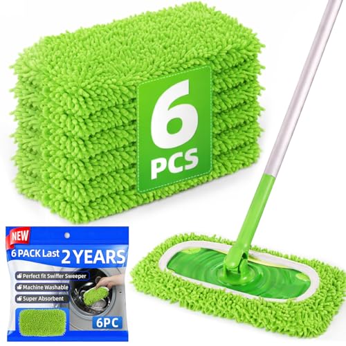 6PCS Reusable Microfiber Mop Pads Compatible with...