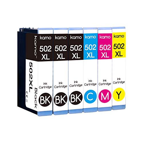 Kamo 502XL Cartuchos de Tinta Compatible con Epson 502 520XL Epson Expression Home XP-5100 XP-5105, Workforce WF-2860 WF-2865 (3X Negro, 1x Cian, 1x Magenta, 1x Amarillo)