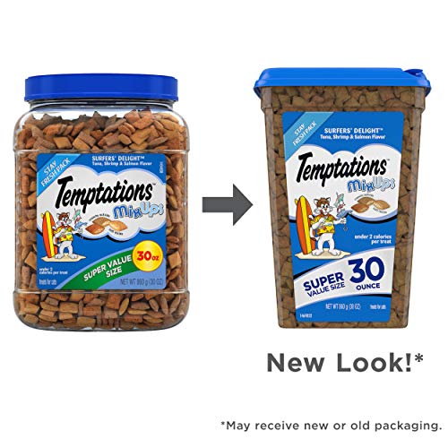 TEMPTATIONS MixUps Crunchy and Soft Cat Treats, Surfer's Delight Flavor, 30 oz. Tub - Image 4