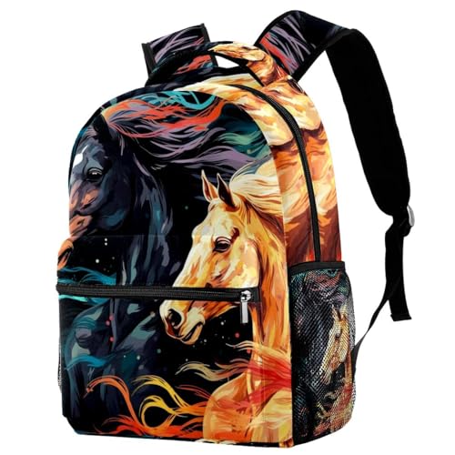 Sac à dos voyage avec porte-bouteille fille garçon motif cheval unique