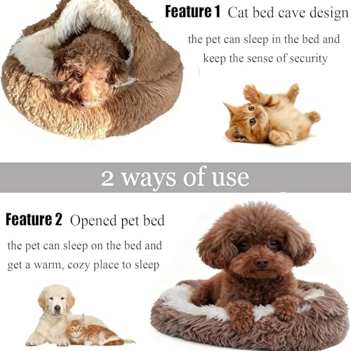 SHJOEE Flauschig Hundebett Muschelform 70cm Katzenbett Warm Tierbett Haustierbett Waschbar Hundesofa Katzensofa Plüsch Hundekorb Katzenkorb Weiche Kuschelbett für Den Schlaf im Innenbereich