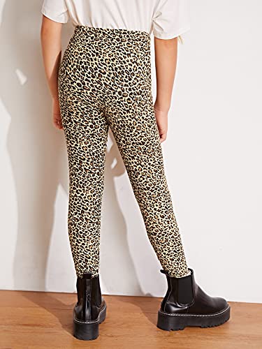 WDIRARA Girl's Leopard Print Elastic High Waist Leggings Casual Skinny Pants2