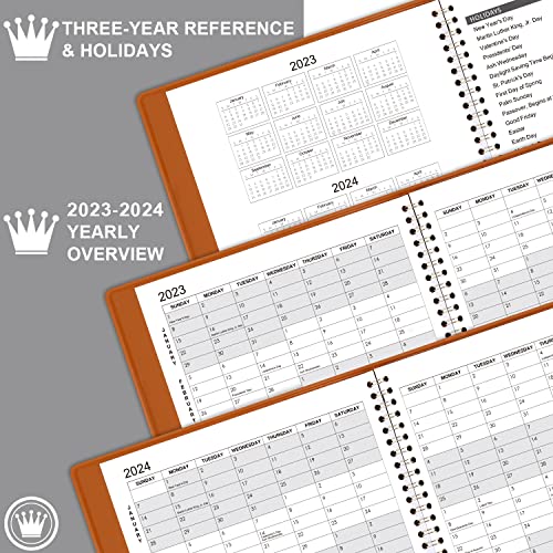 2023-2024 Monthly Planner - 18 Months Calendar/Planner With Faux Leather, 8.86" X 11.4", Jul.2023 - Dec.2024, 15 Notes Pages, Strong Twin - Wire Binding, Pocket, Monthly Tabs, Perfect Organizer #TOP4