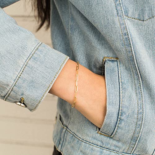 Ceeal Dainty Initial Bracelet For Women Girls,18K Gold Plated Paperclip Chain Bracelet Simple Cubic Zircon Letter Initial Women Bracelets Jewelry Gift #TOP4