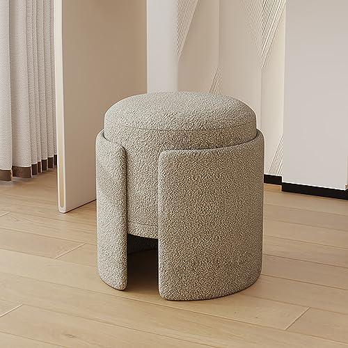 Taburete redondo acolchado suave y multifuncional para sala de estar, dormitorio, tocador de maquillaje, elegante y versátil pieza de decoración del hogar