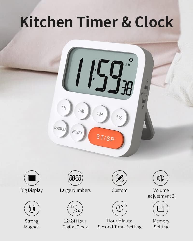 LCD Digital Timer Kitchen Countdown Stopwatch Cooking Clock Time for Shower Study Counter