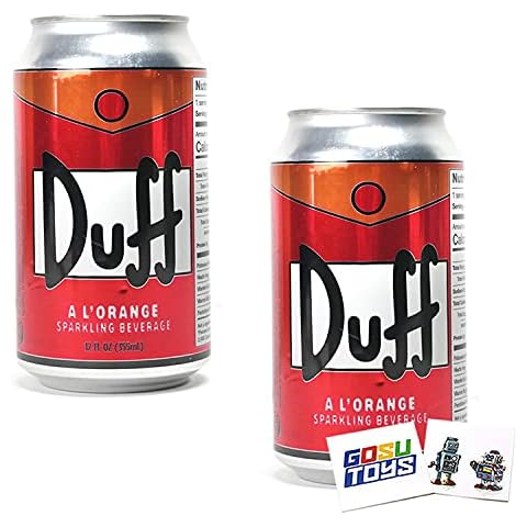 The Simpsons Duff A L'Orange Sparkling Beverage (2 Pack) Wonderful Orange Flavor with 2 GosuToys Stickers Cover