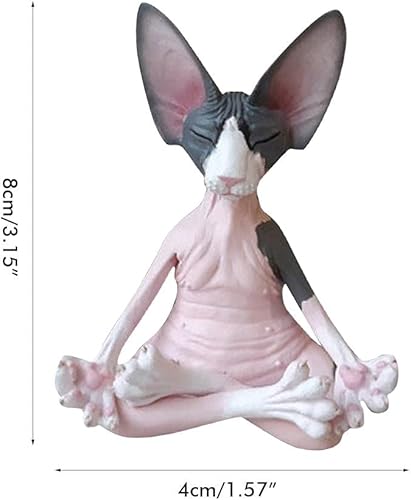 Miniatura 7 de Sphynx - Estatua de meditación de gato, estatua de jardín de gato meditante, estatua coleccionable de Zen Yoga Pose Buda para el hogar, decoración