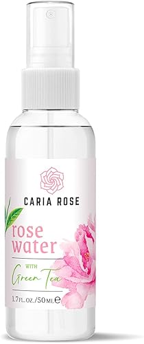 Spray hidratante de agua de rosas con té verde | Tónico facial de agua de rosas con té verde (tamaño de viaje de 1.7 onzas)