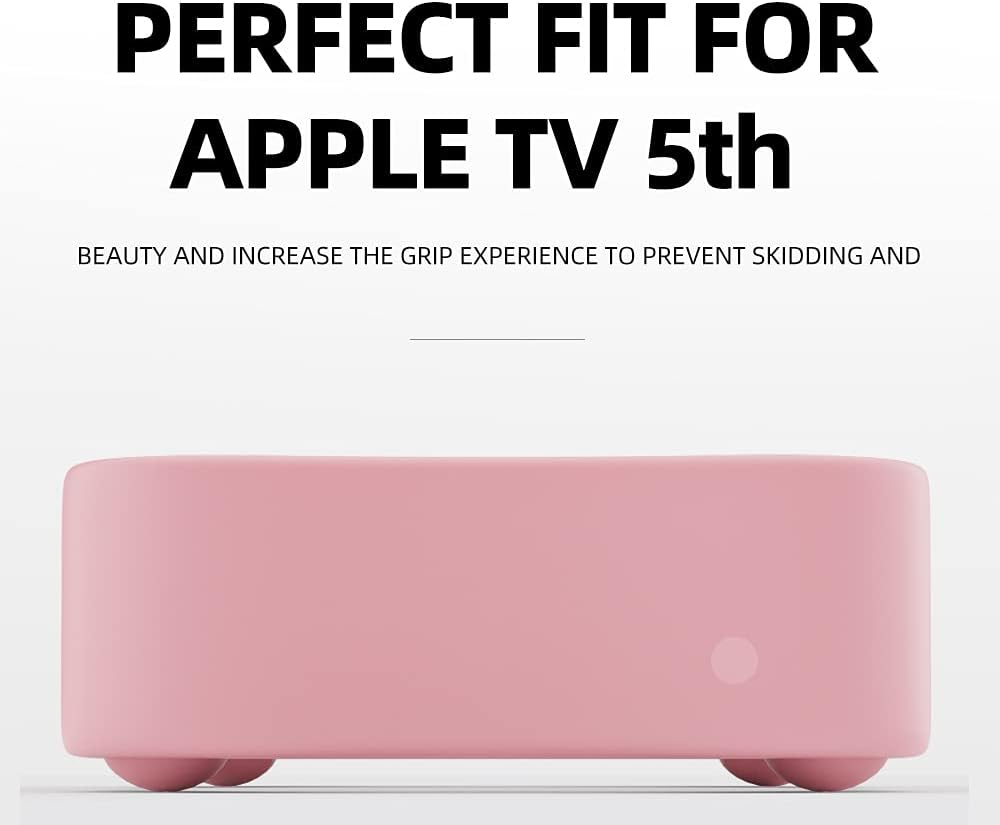 AWINNER Protective Case Compatible for Apple TV 4K 5th / 4th - [Anti Slip] Shock Proof Silicone Cover for Apple TV (Pink)