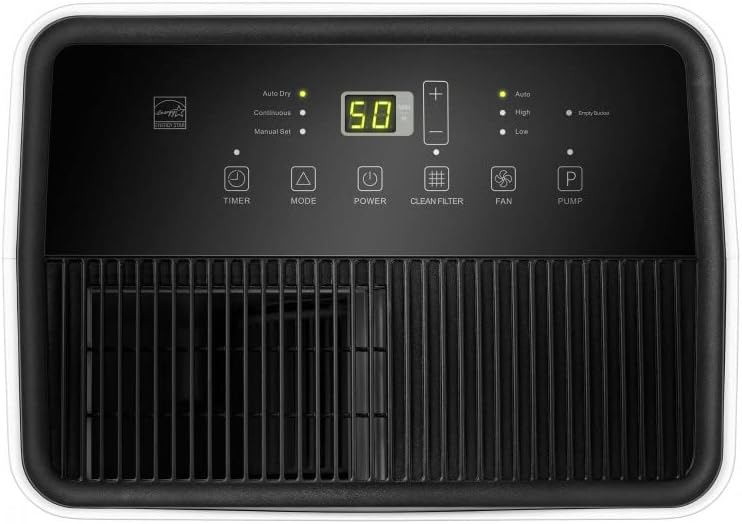 Control panel of Fridgemaster dehumidifier with digital display and buttons