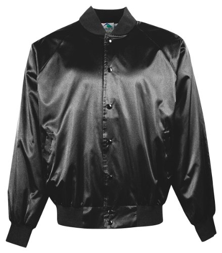 Augusta Sportswear Satin Baseball Jacket/Solid Trim L Black