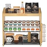 Twohomc K Cup Holder, Keurig Pod Holder - 36 Pods Large Capacity Coffee Bar Accessories, 3-Tier Bamb