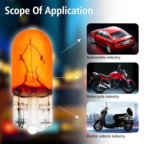 Rafeal Auto 194 Amber Light Bulb 100 Pack,194A Automotive Brake Light Turn 194A Miniature Bulb Mini Bulb Taillight Turn Signal Light,Replacement for Cars,Trucks,SUVs