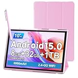 Tablet 10 Inch Tablet, Android 14 Tablets 8GB RAM 64GB ROM 1024GB Expand Tableta 2MP+ 8MP Camera WiFi Tablet Computer 10.1 IN Tablet IPS 10" HD Display 6000mAh Long Battery Life Tabletas (Pink)