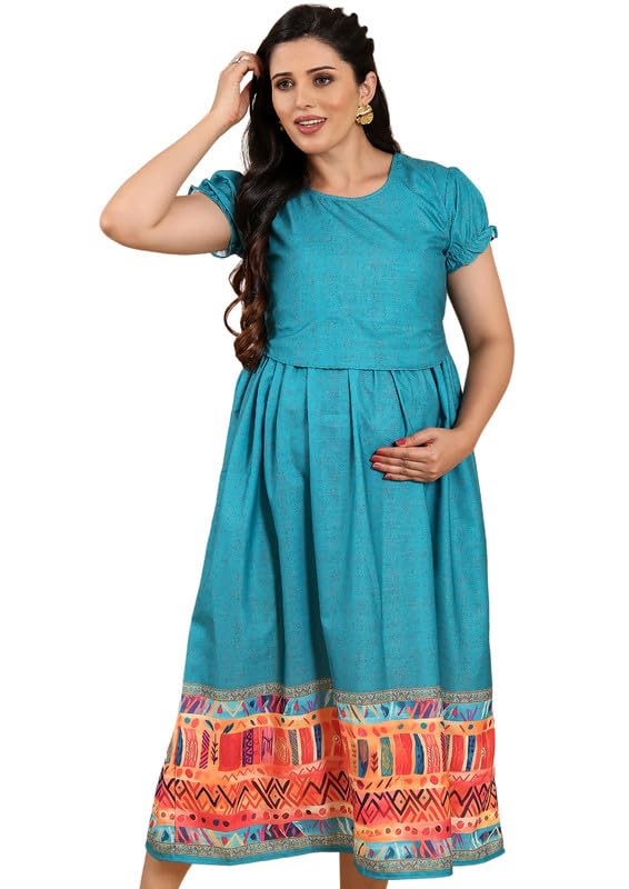 Image of RITIJYA Zipless Feeding Kurtis & Dresses for Women | Zipless Maternity Wear Gown Pregnancy Dress for Nursing Mothers | Viscose Rayon | Stylish & Comfortable | S to 4XL | Washable & Durable