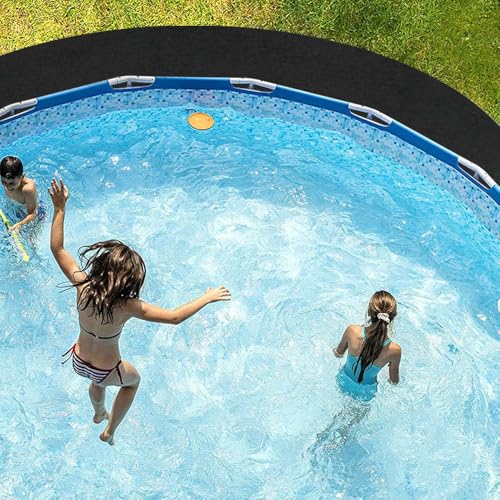 Nzkeuf 3,7m Pool Unterlage Outdoor, Schwarz Poolunterlage Rund, Poolmatten Schutzboden, Pool Bodenplane Faltbarer, rutschfeste, Hitzebeständige, Whirlpool Unterlage für Hinterhof Garten Rasen