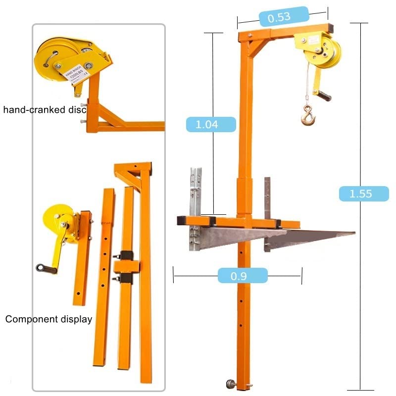 icVantA 1pcs Set Small Crane Lifting Bracket for Air Conditioner External Machine Hand-cranked Portable Lifting Machine (Color : with 10M Winch) (with 15M Winch)