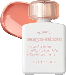 Lip Potion Sugar Glaze Tint | K-Beauty High-Shine & Long-Lasting Lip Tint | Hydrating, Non-Sticky Glossy Finish | 7 Shades | 0.3 Oz (No.1 Nudy Ball)