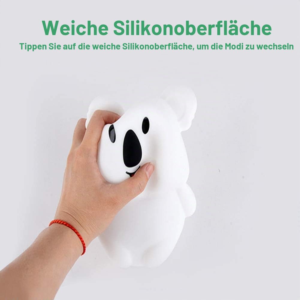 Große Koala Nachtlicht Nachttischlampe Schlafzimmerlicht Lampe Kinder, Baby Kinderzimmer Lampe, Augenpflege, einstellbare Helligkeit und Farbe, Zeiteinstellung - Groß