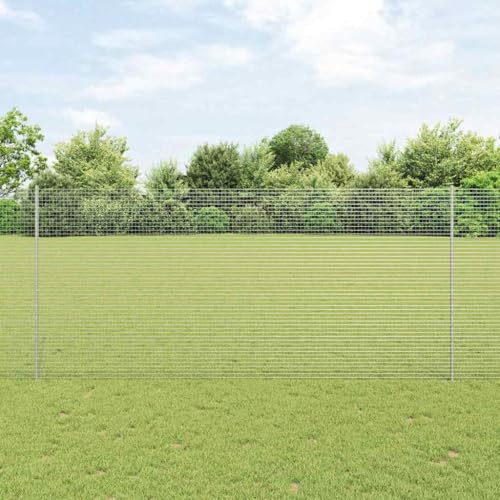 QJBSAVVA Clôture de jardin en acier argenté - 1000 x 2,7 x 140 cm - Design moderne - Robuste - Pour chien, jardin, cour et camping