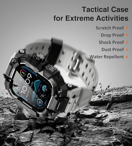 Image of ULTIMAL Rugged Case with Band for Apple Watch 49mm,Compatible with Apple Watch Ultra 3 /2 /1, Military Grade Shockproof Bumper Cover for iWatch Tactical Band Men (49mm,Grey)