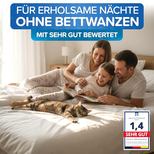Patronus Bettwanzen-Spray zur effektiven Bettwanzen-Abwehr 500 ml - Sofortschutz-Mittel gegen Bettwanzen - mit dezentem Eukalyptus/-Zitrusduft - hochwirksam & laborgeprüft