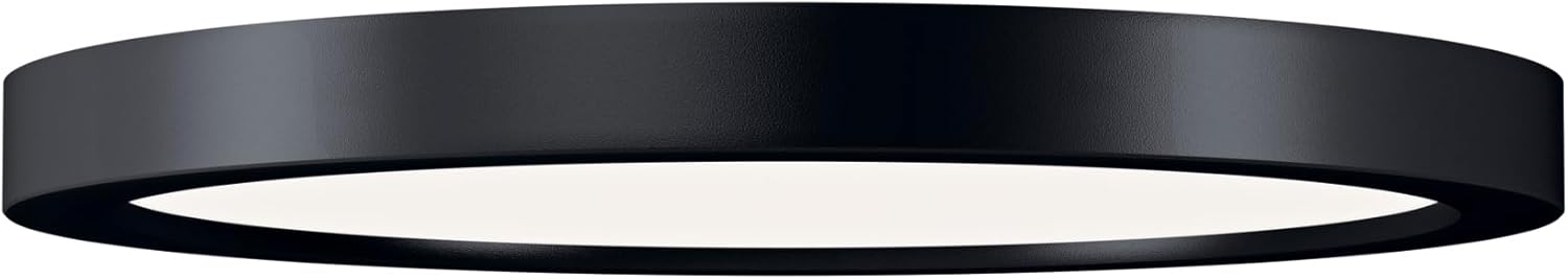 Kichler Ara 9.25" Modern Minimal Round LED Flush Mount in Black, for Damp Indoor Locations, Main Light Source, Integrated LED, Edge-Lit Technology, 1100 Lumens, Dimmable to 10%, 53009BK30