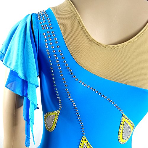 Vestido de ginástica de arte, vestido de patinação no gelo para meninas, feminino, costura sem manga