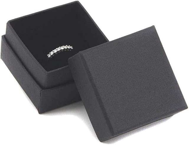Jewellbox Luxury Black Ring Box - Anniversary Wedding Birthday Gift Box for Rings - Valentines Day Small Gift Box