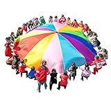 paracaidas educacion fisica Juguetes aptitud - Este juego paracaídas es adecuado para familias, grupos de jardín de infantes / actividades entre padres e hijos, fiestas de cumpleaños, juegos multijugador al aire libre, ejercicios de acondicionamiento físico y la coordinación física.
