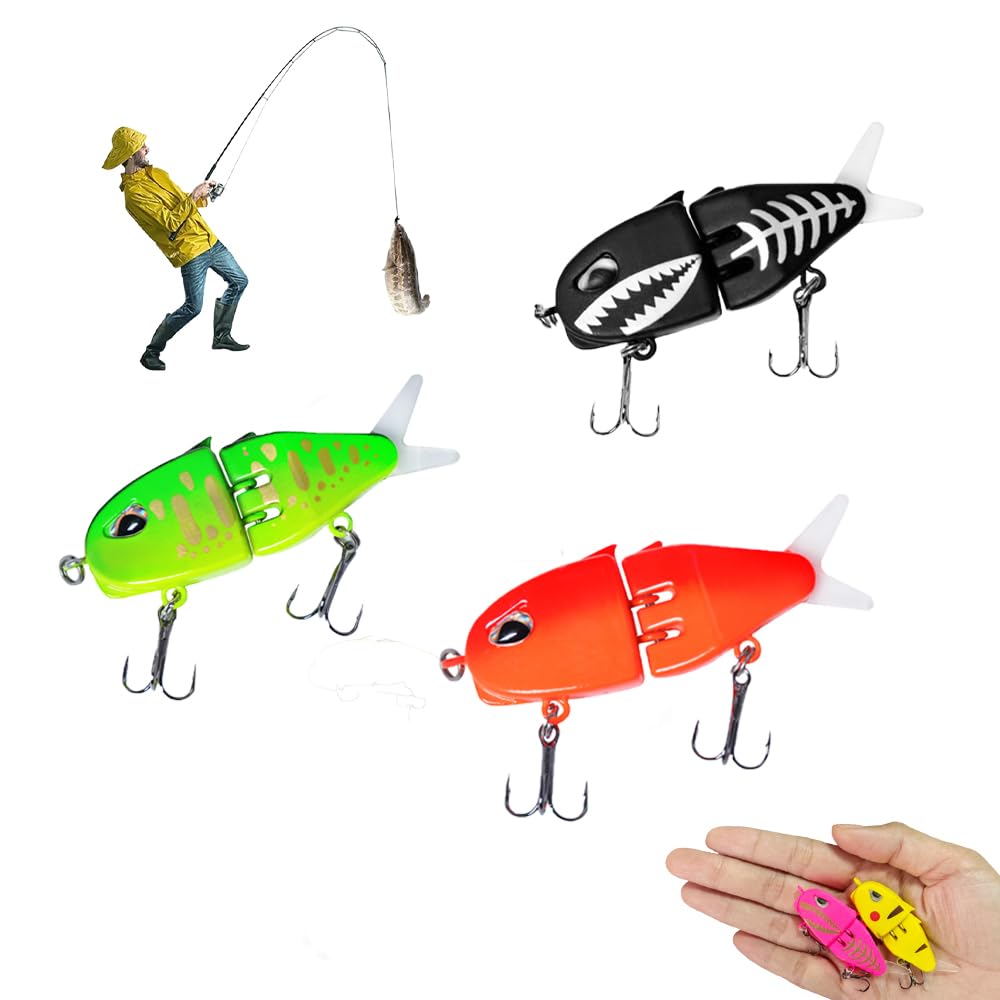 Mini Glide Bait for Bass Fishing, Slow Sinking Wide S Motion Smooth Glide Baits for Freshwater and Saltwater, Amazing Fishing Gear Gifts for Family