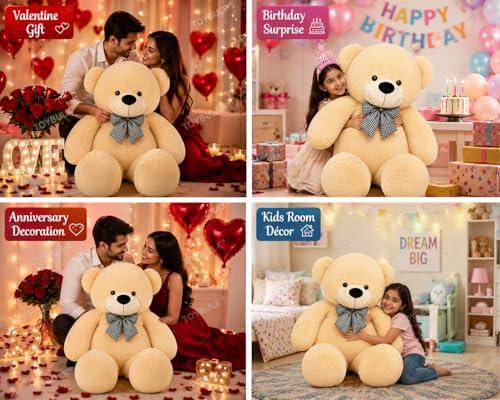 Image of 4 Feet Cream Giant Teddy Bear 48 inch Soft Toy, Plush, and Cuddly Stuffed Animal for Kids, Birthdays, Anniversaries, Valentine's Day, and Special Occasions Large Huggable (4 Feet, Beige)