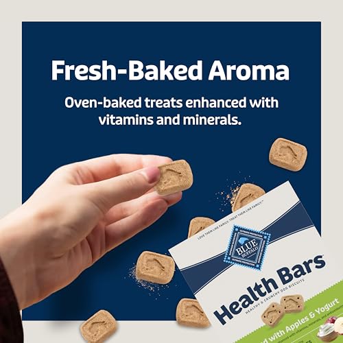 Image of Blue Buffalo Health Bars Mini Crunchy Dog Biscuits, Oven-Baked with Natural Ingredients, Apples & Yogurt, 32-oz Bag (Pack of 2)
