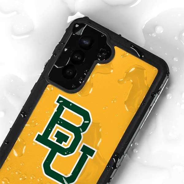 Skinit Waterproof Phone Case Compatible with Galaxy S24 Plus - Officially Licensed Baylor University BU Yellow Design