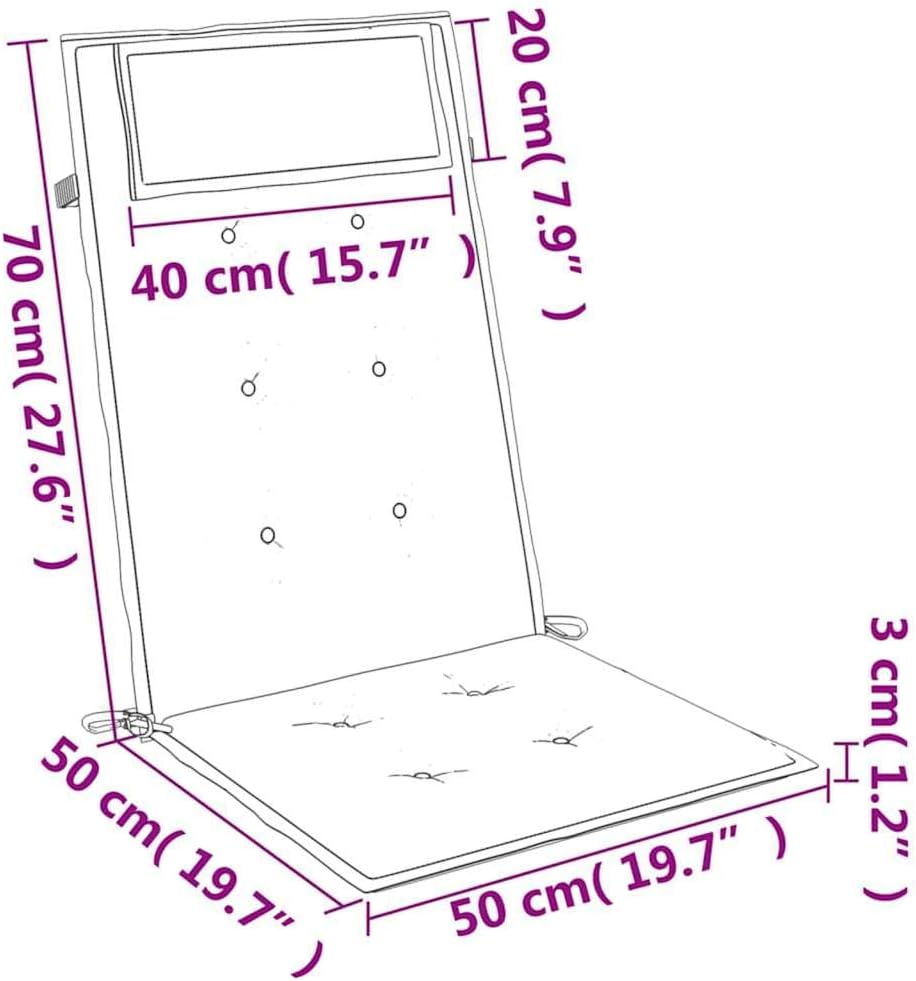 vidaXL 6 Piece Highback Chair Cushion Set Red Water Resistant Oxford Fabric Cushions Indoor Outdoor Seating Comfort Ties Elastic Straps Breathable Durable Sofa Seat Pillow Pad
