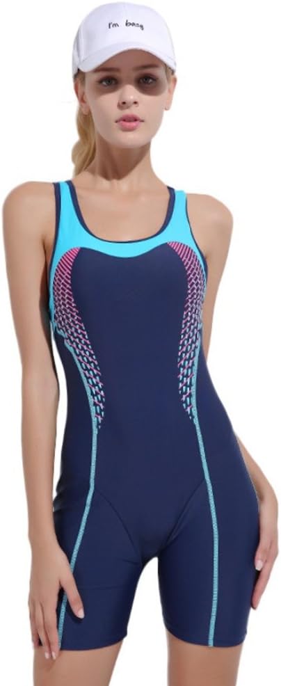 XDXARTWomen’s One Piece with Chest pad Swimsuit Athletic Swimwear Lap for Chlorine Resistant for Athletic Sport Training Exercise (M) Multicolor