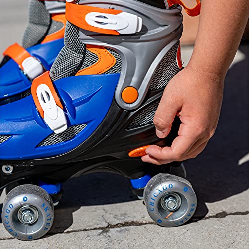 Chicago Skates Boys Adjustable Junior Quad Skates - Blue/Black/Orange - Medium Sizes 1-4 #TOP3
