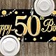 Senken 50 Tischläufer Geburtstag-Deko 50 Geburtstag Mann,50 Geburtstag Männer Frauen Deko, Happy Birthday Deko,Geburtstagsdeko,für Männer Frauen Geburtstag Party Dekoration 180 x 35cm(Schwarz Gold)
