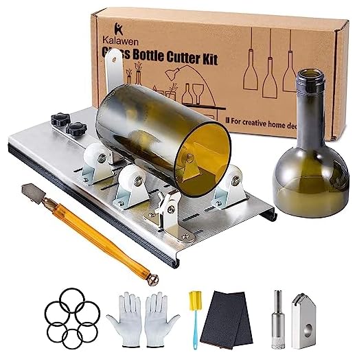 Kalawen Glass Bottle Cutter Bottle Cutting DIY Machine for Cutting Wine, Beer, Liquor, Whiskey - Accessories Tool Kit Gloves Fixing Rubber Ring